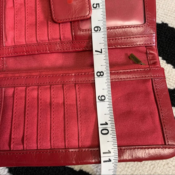 Fossil Red Leather Trifold Wallet Large - Picture 14 of 16